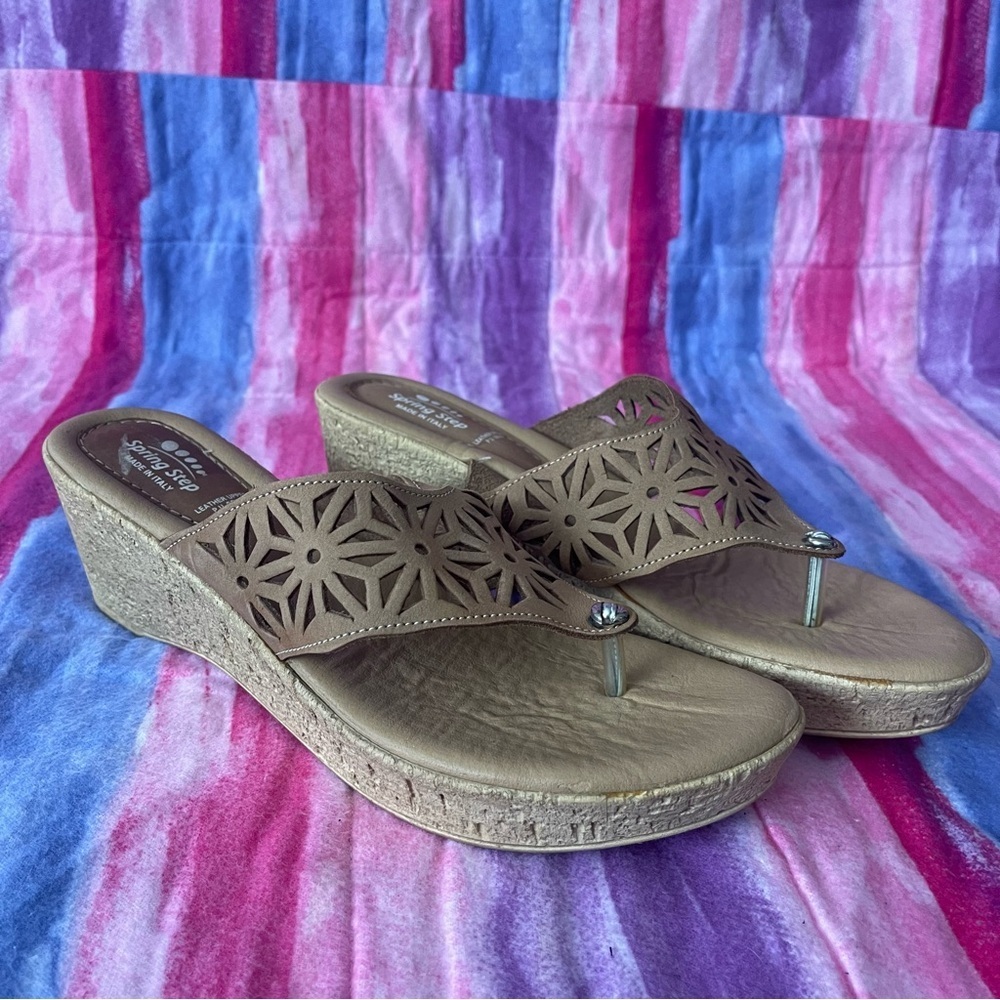 Spring Step Wedge Sandals leather insole made in Italy size EU 41 US 10-10.5 - Picture 3 of 7